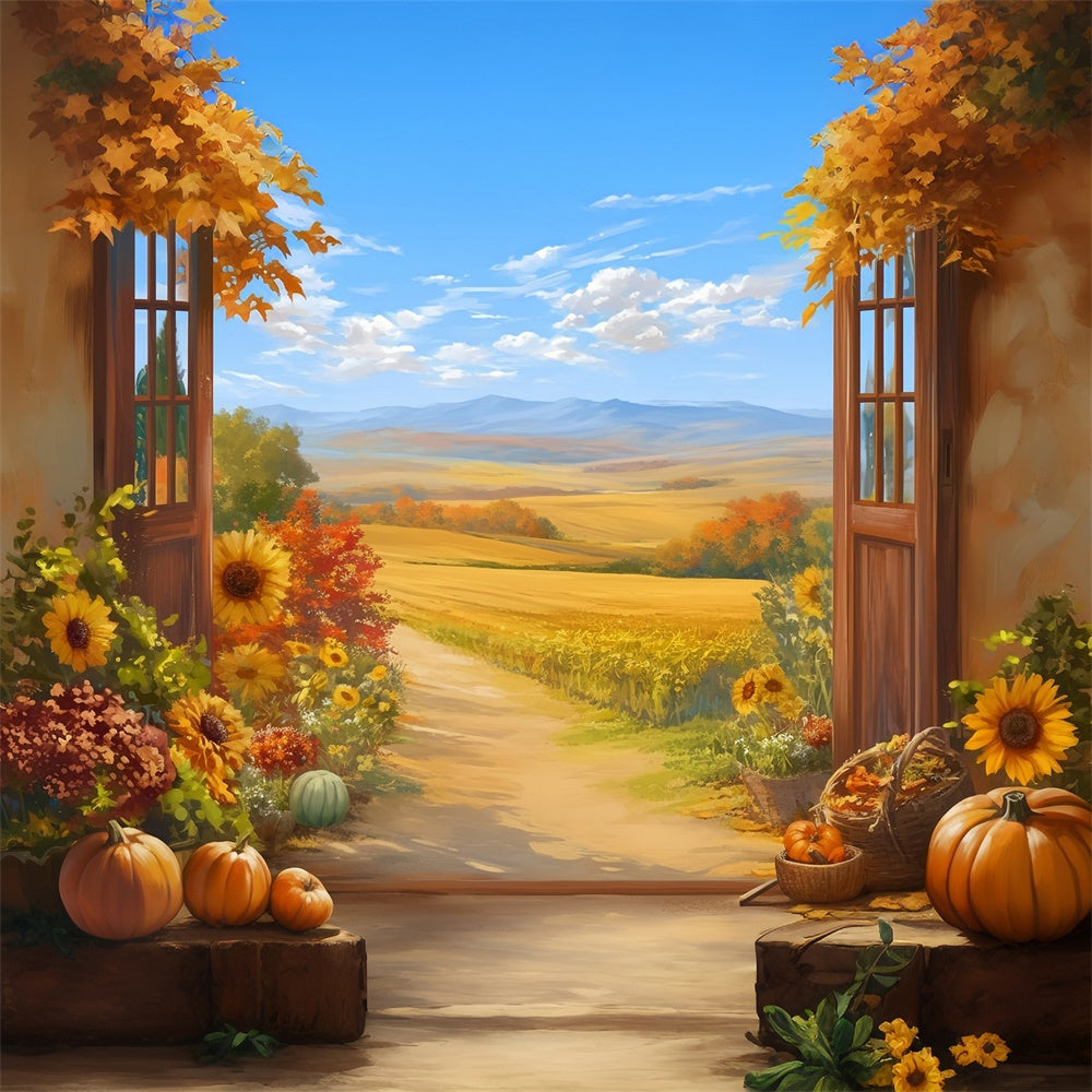 Herbst Hintergrundbilder Kürbis Veranda Landweg Fotohintergrund MRR7-132