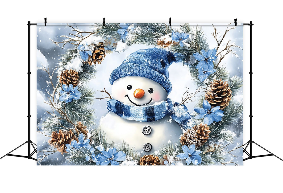 Winter Backdrop Fotografie Kiefer Schneemann Kranz Backdrop MRR7-147