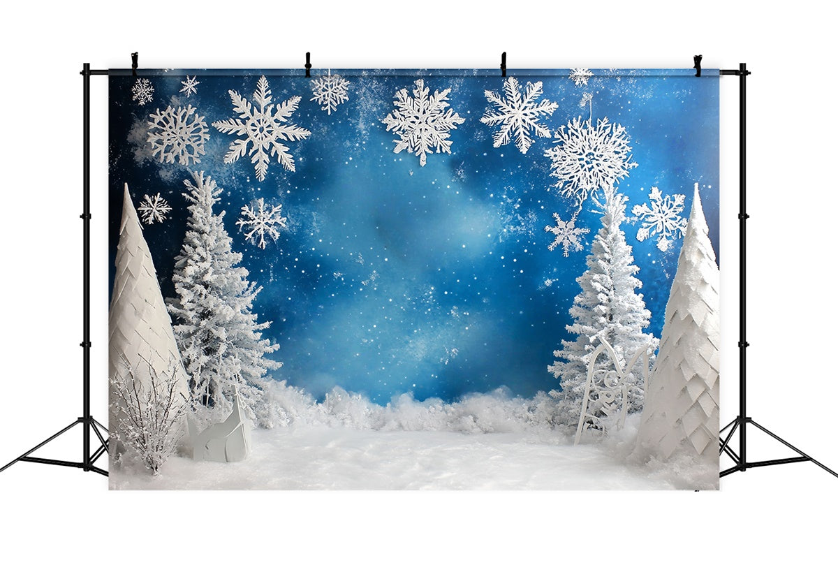 Schneeflocken Backdrop Frosted Blue Winter Backdrop MRR7-166