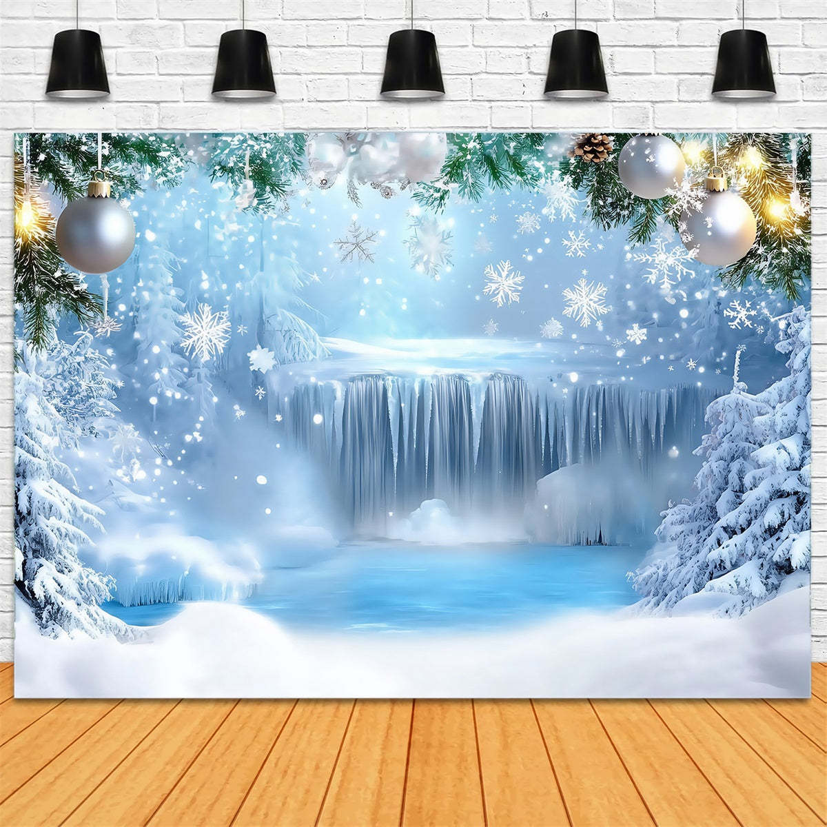Winter Wonderland Backdrop Gefrorener Wasserfall Backdrop MRR7-168