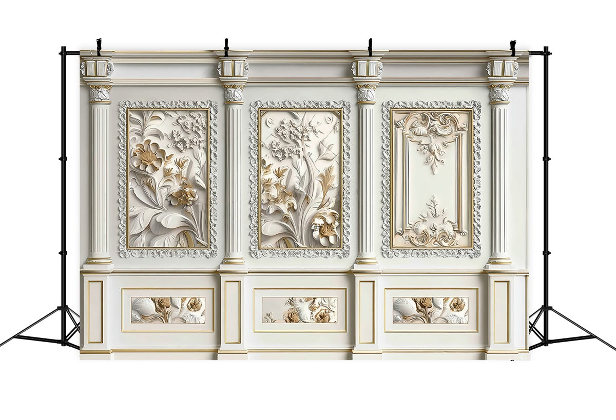 Vintage-Fotohintergrund Klassischer Elfenbeinblüten-Relief Fotohintergrund MRR7-218
