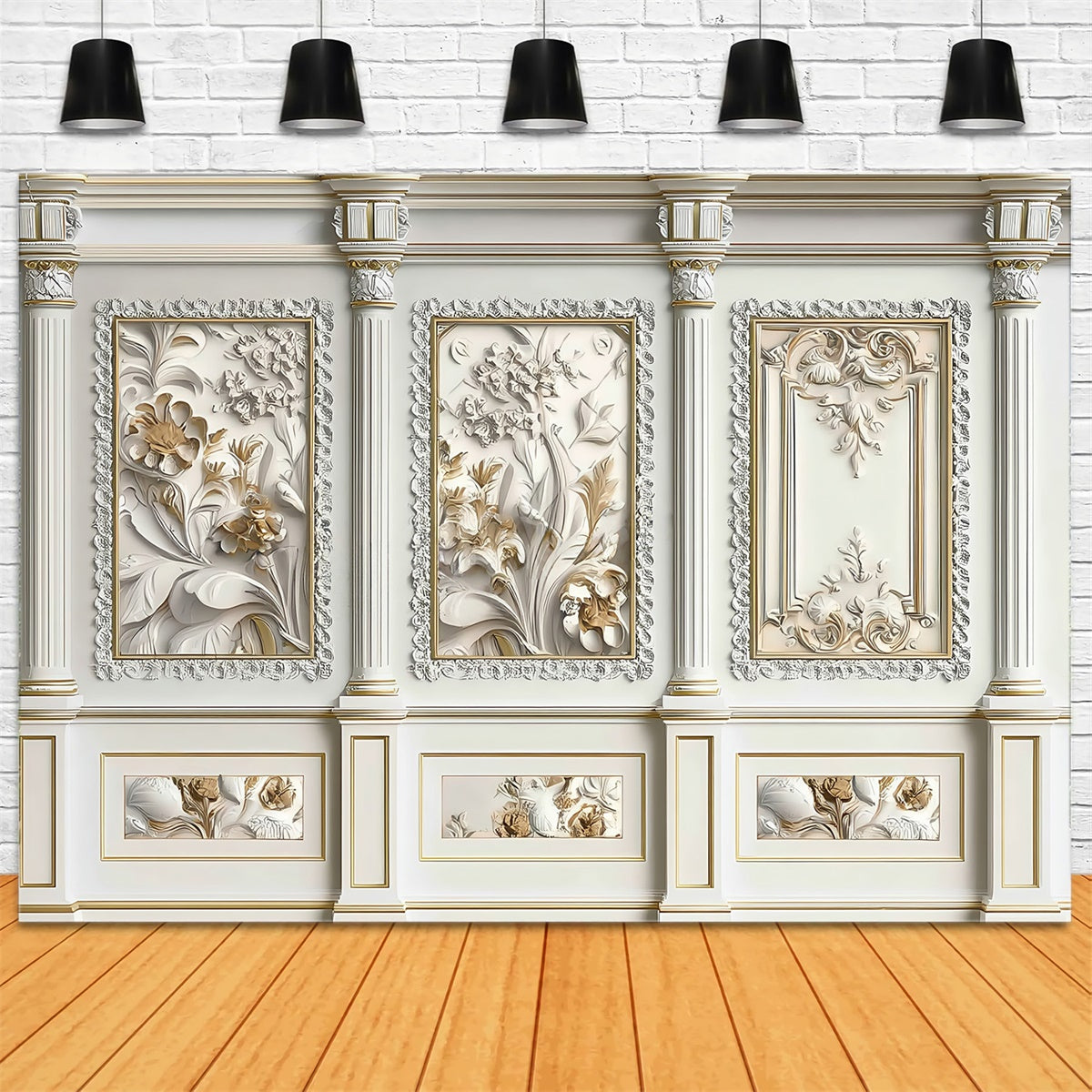 Vintage-Fotohintergrund Klassischer Elfenbeinblüten-Relief Fotohintergrund MRR7-218