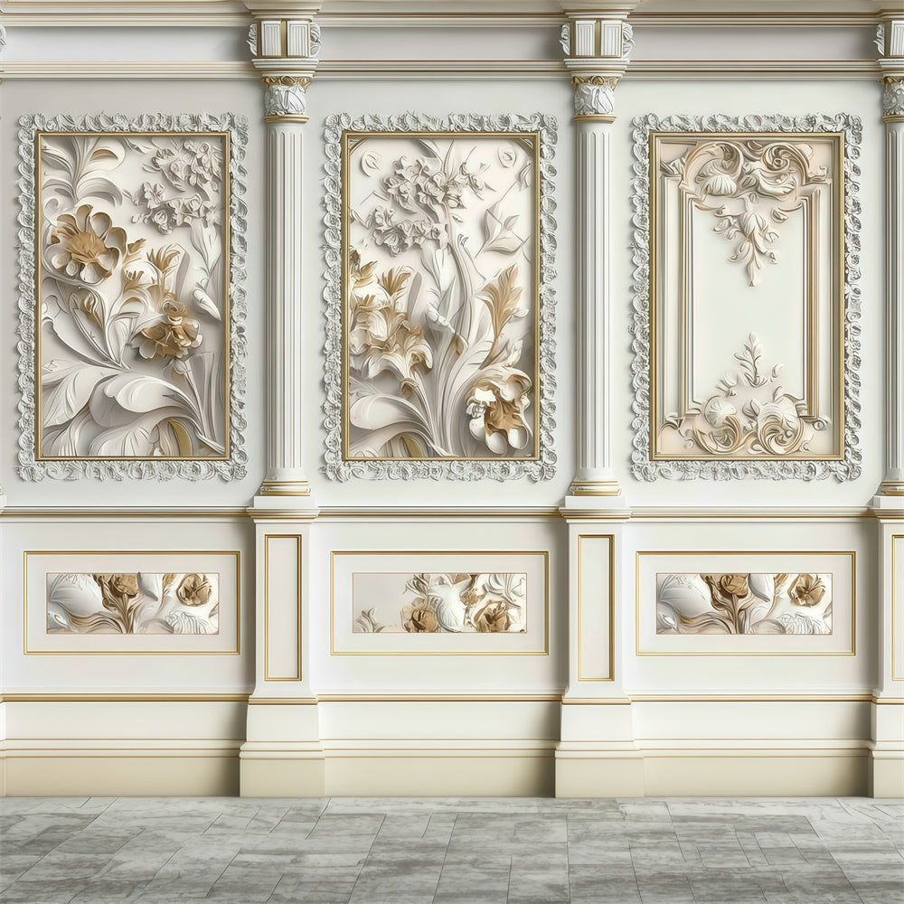 Vintage-Fotohintergrund Klassischer Elfenbeinblüten-Relief Fotohintergrund MRR7-218