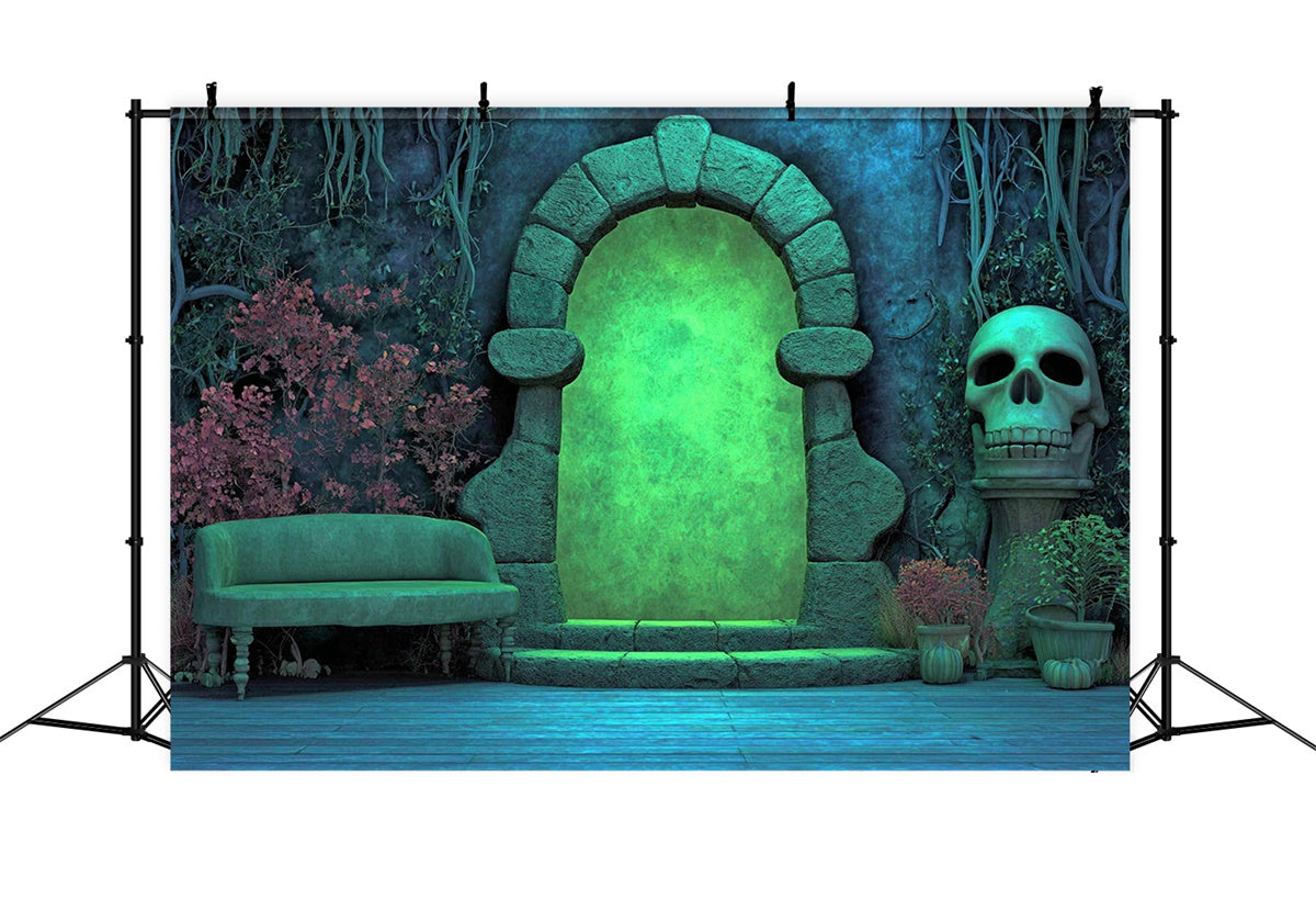 Gruselige Halloween-Hintergrundbilder Glühende Gruft Gateway Hintergrund MRR7-22