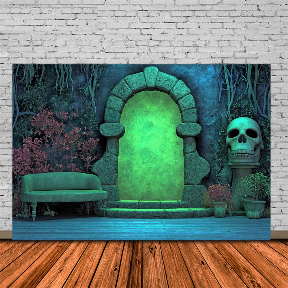 Gruselige Halloween-Hintergrundbilder Glühende Gruft Gateway Hintergrund MRR7-22