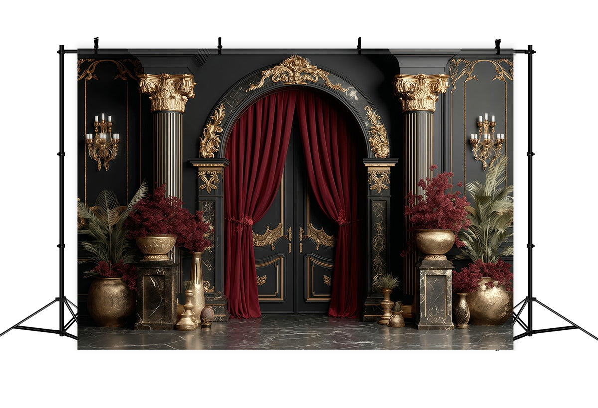 Vintage Fotografie Backdrops Gold Regal Hall Fotohintergrund MRR7-226