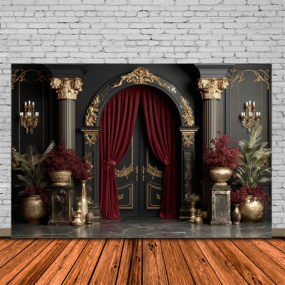 Vintage Fotografie Backdrops Gold Regal Hall Fotohintergrund MRR7-226