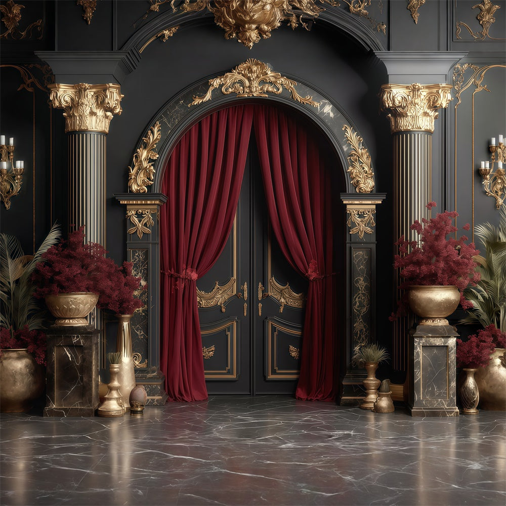 Vintage Fotografie Backdrops Gold Regal Hall Fotohintergrund MRR7-226