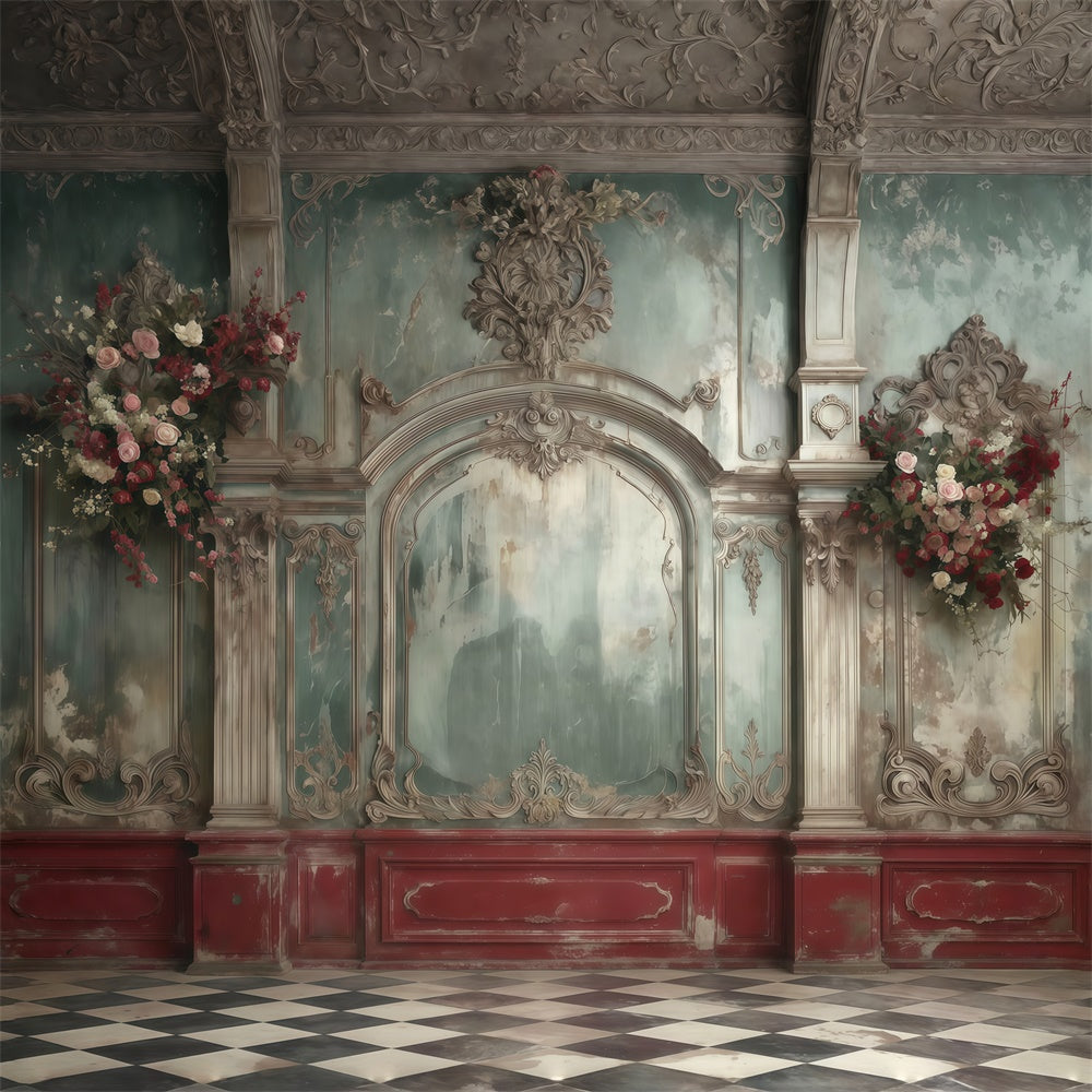 Vintage Wall Backdrop Verblasste Palast Romantik Fotohintergrund MRR7-229
