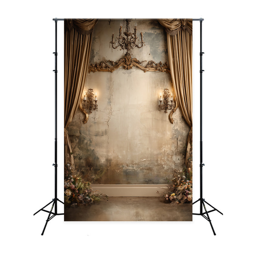 Vintage Wall Backdrop Aged Wall Chandelier Fotohintergrund MRR7-238