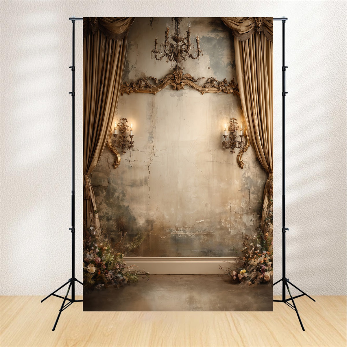 Vintage Wall Backdrop Aged Wall Chandelier Fotohintergrund MRR7-238