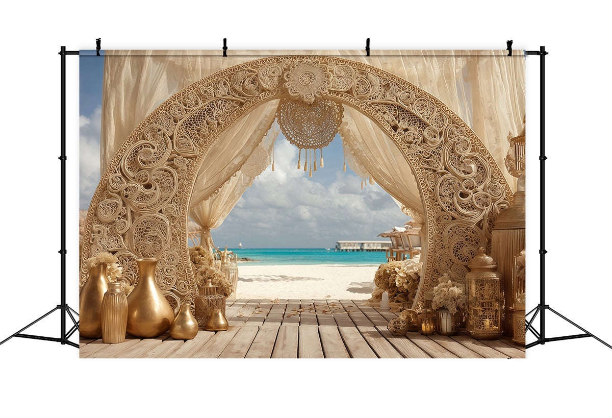 Boho Backdrop Küstentraum Strand Bogen Hintergrund MRR7-248