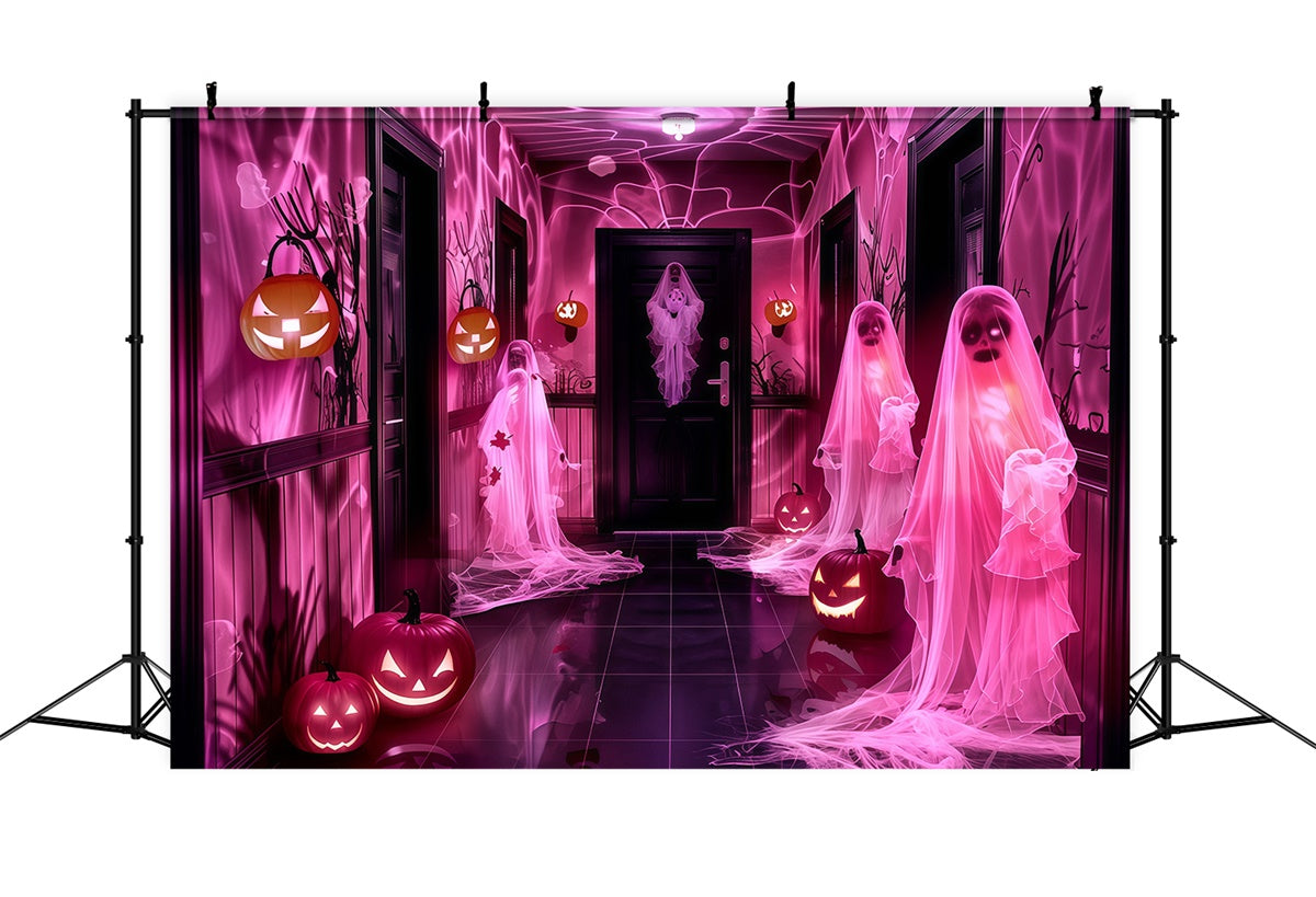 Halloween Wandhintergrund Glühende Geister Kürbisse Hintergrund MRR7-31