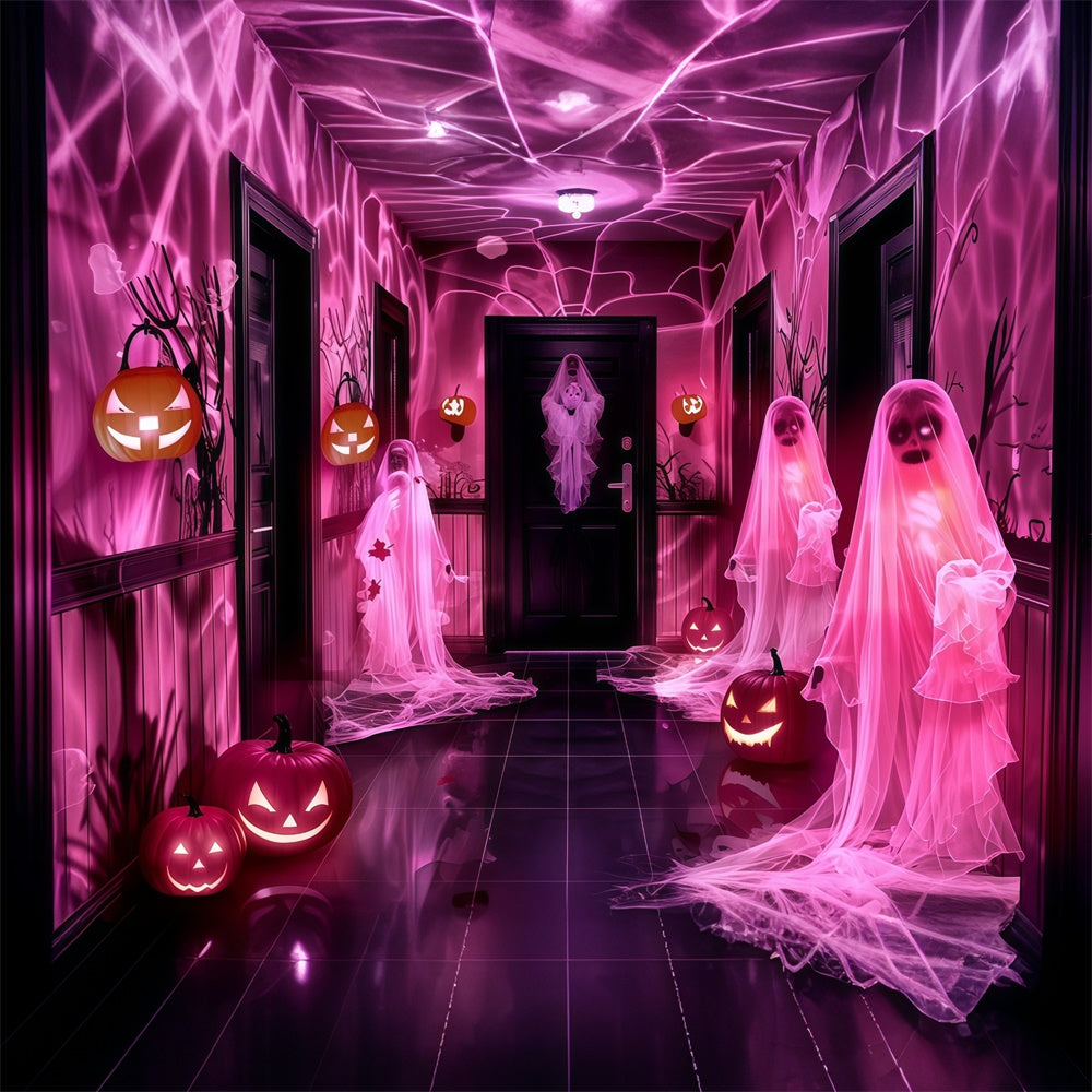 Halloween Wandhintergrund Glühende Geister Kürbisse Hintergrund MRR7-31
