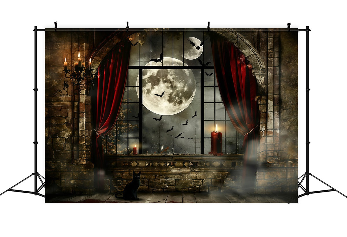 Halloween Mond Backdrop Geisterhaftes Fenster Glühen Backdrop MRR7-33