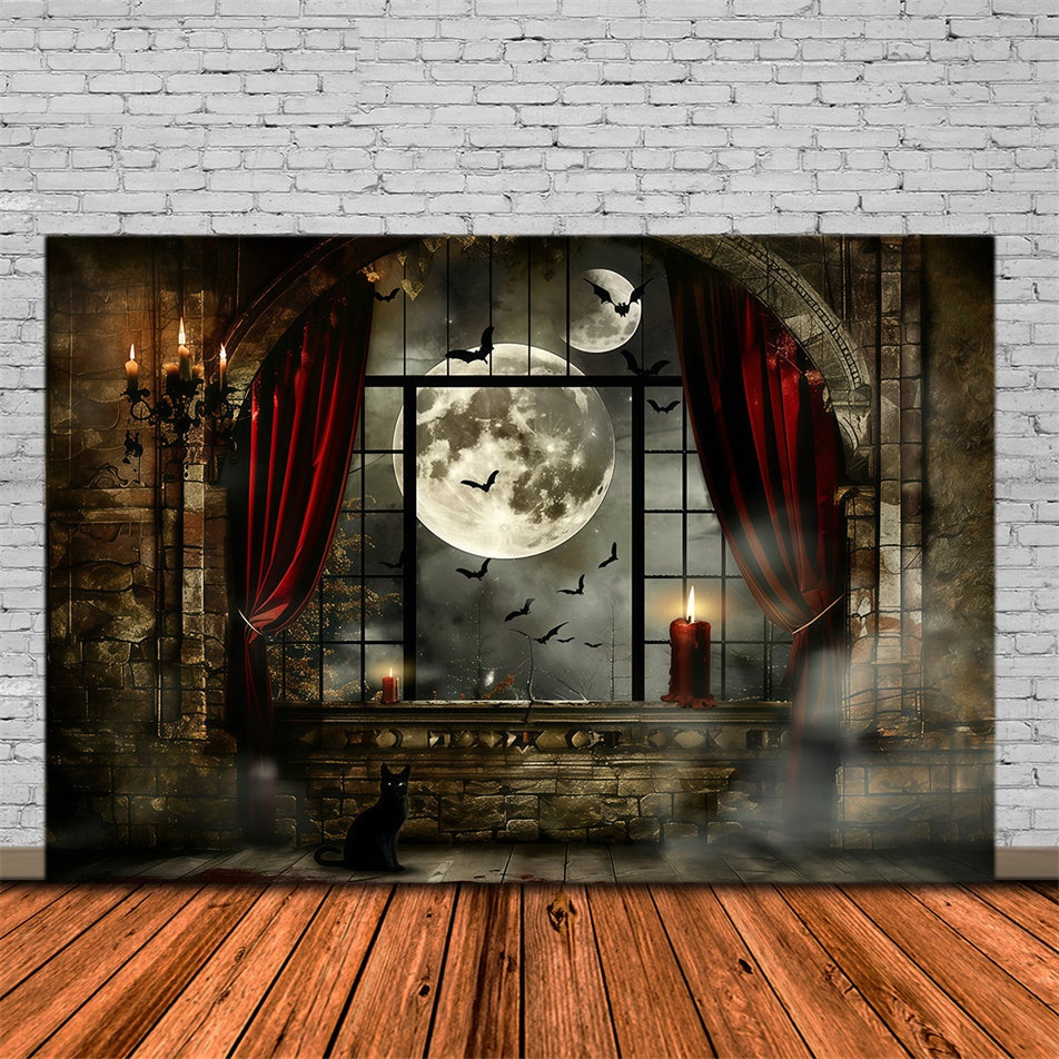 Halloween Mond Backdrop Geisterhaftes Fenster Glühen Backdrop MRR7-33