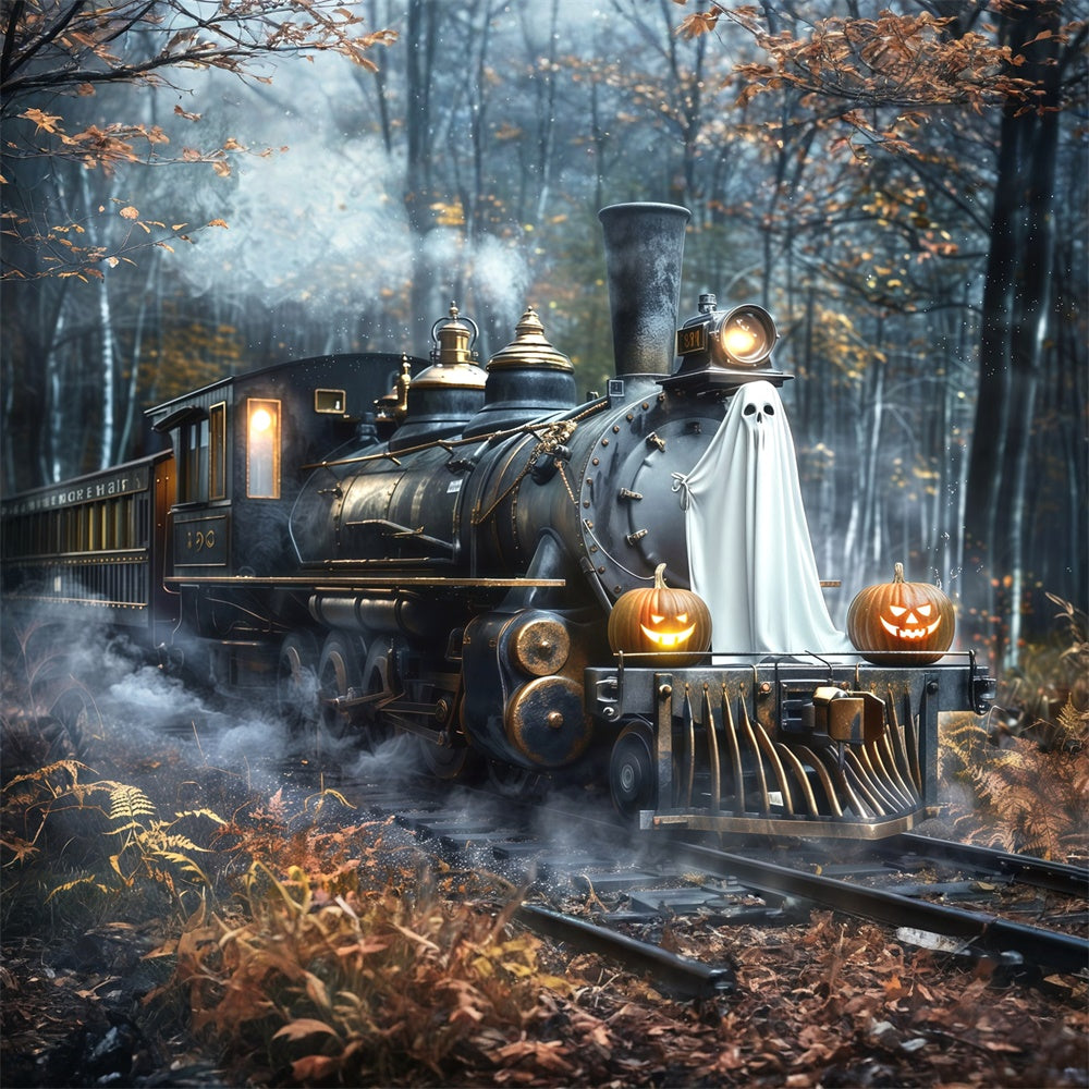 Halloween Backdrop Ideen Geist Kürbis Zug Wald Hintergrund MRR7-39