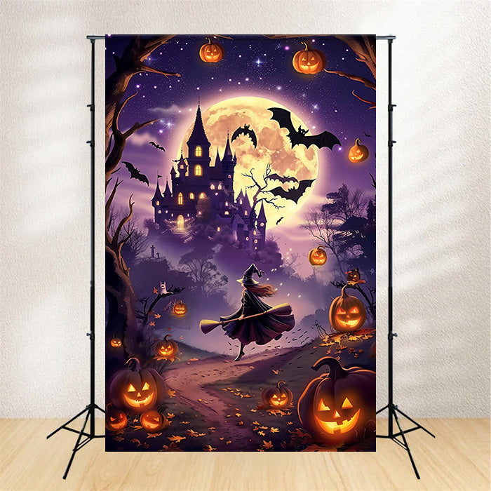 Halloween-Hexen-Hintergrundkulisse Mondlicht-Zauberfahrt-Hintergrundkulisse MRR7-51