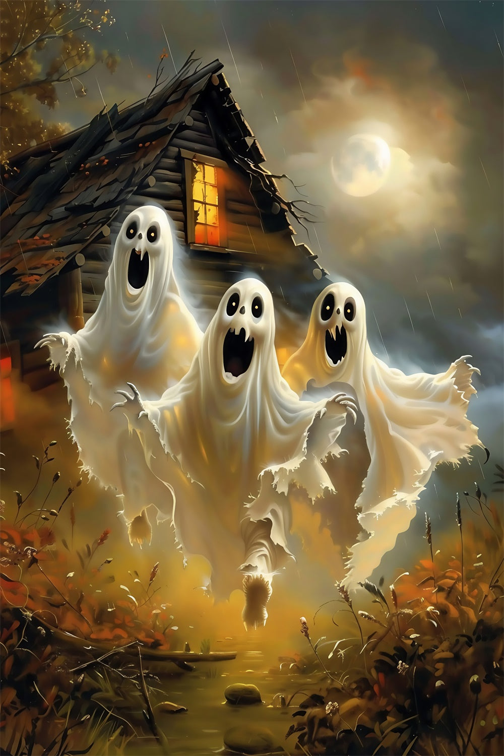 Fotografie Halloween Backdrop Moonlit Ghost Rush Backdrop MRR7-53