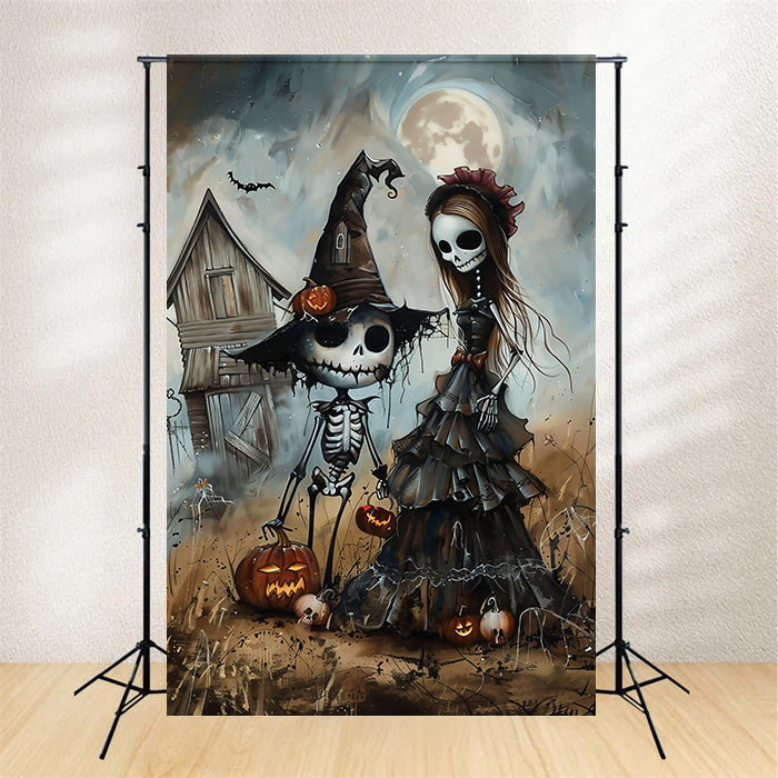 Halloween Fotografie Hintergrund Mondlicht Makabre Paar Hintergrund MRR7-54