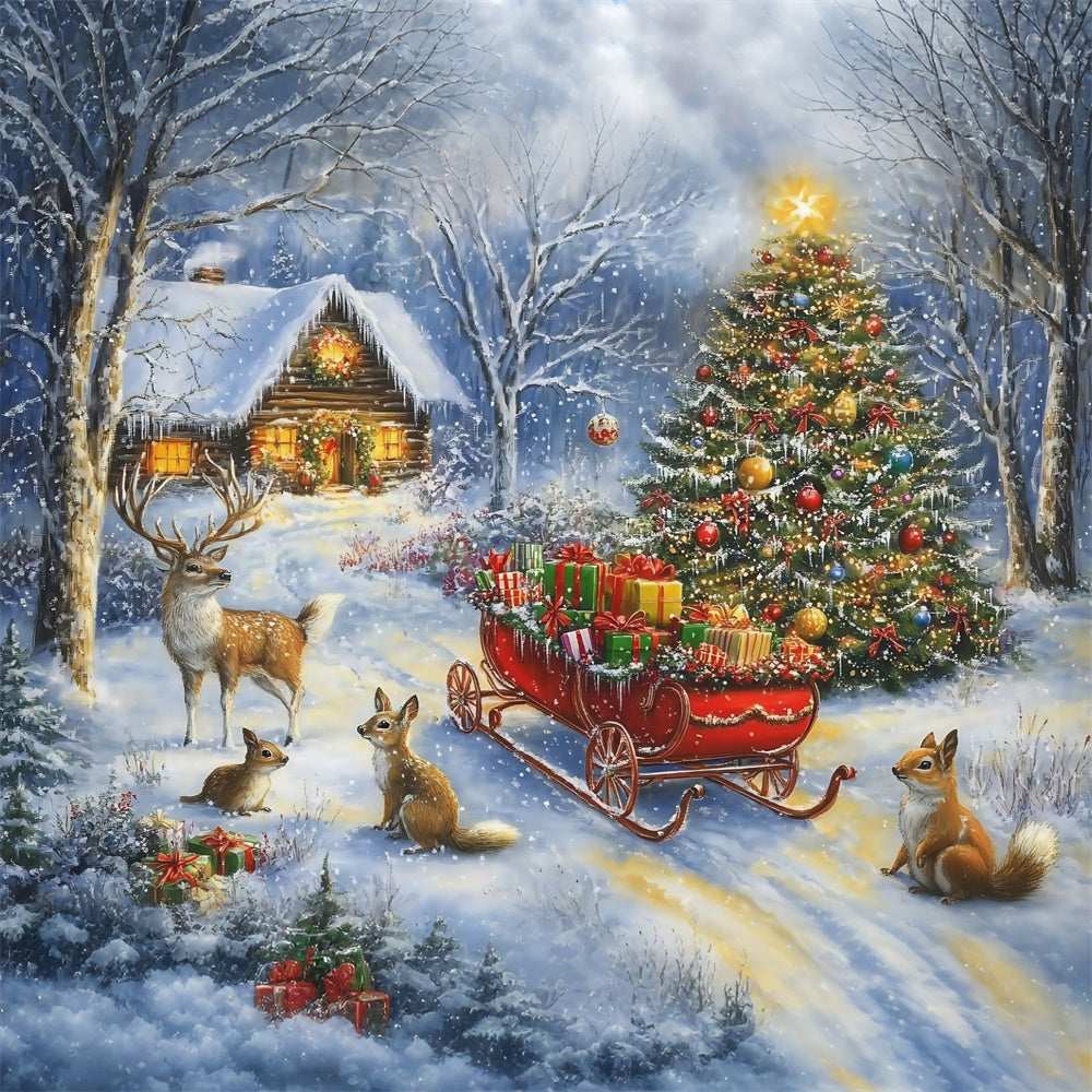 Weihnachts-Hintergrund-Ideen Friedlicher Winter-Critter-Hintergrund MRR7-63