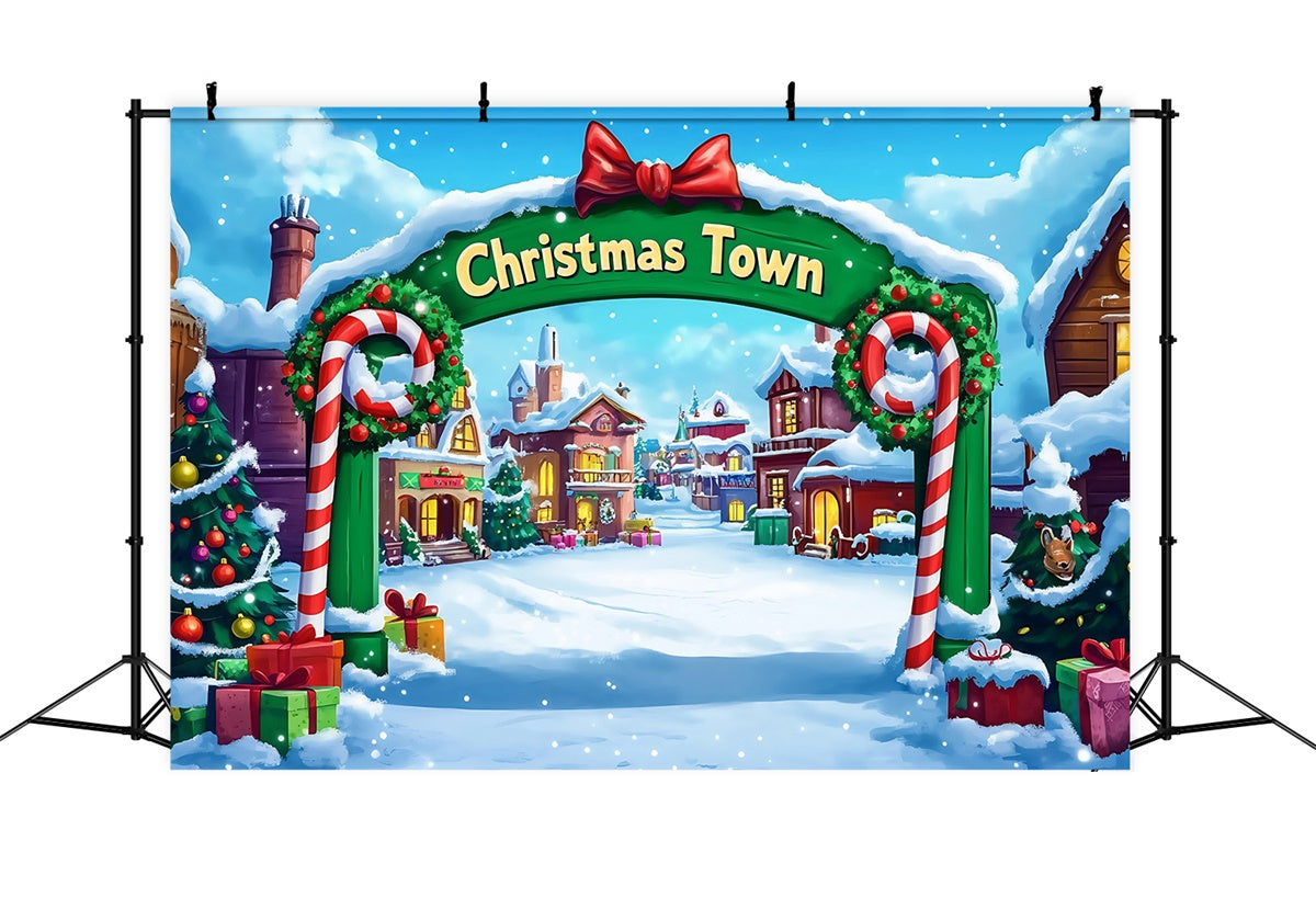 Weihnachtsdorf Backdrop Festlicher Torbogen Willkommen Backdrop MRR7-65