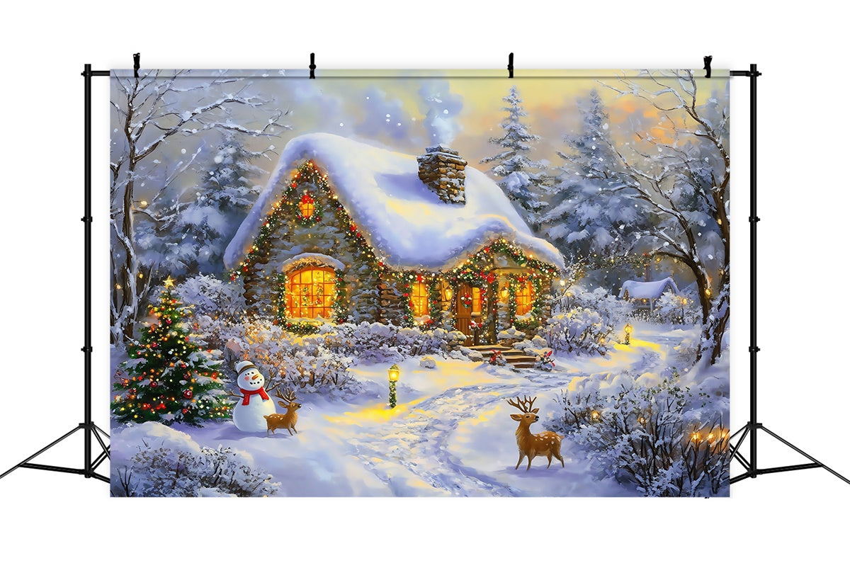 Weihnachten Backdrops Verkauf Schneemann Waldhäuschen Backdrop MRR7-73