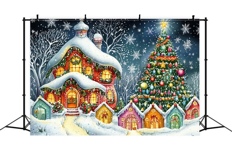Weihnachten Backdrop Twilight Snowflake Fantasy Backdrop MRR7-76