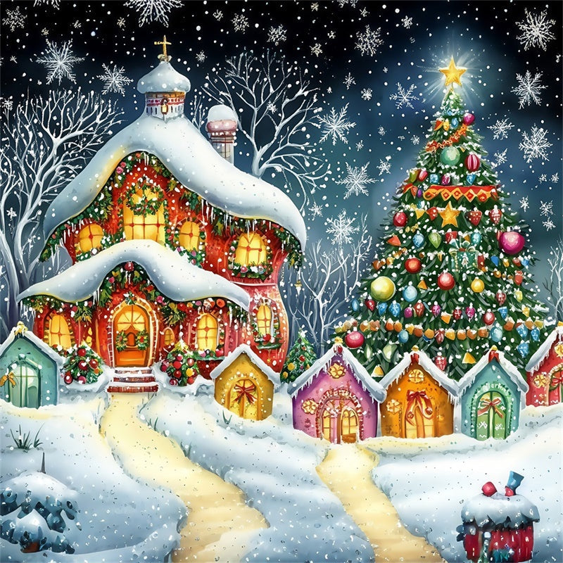 Weihnachten Backdrop Twilight Snowflake Fantasy Backdrop MRR7-76