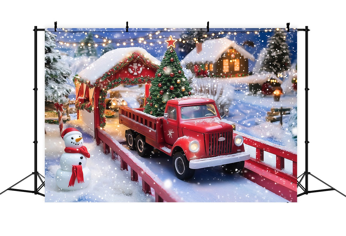 Weihnachten Fotografie Backdrops Schneemann Truck Backdrop MRR7-79