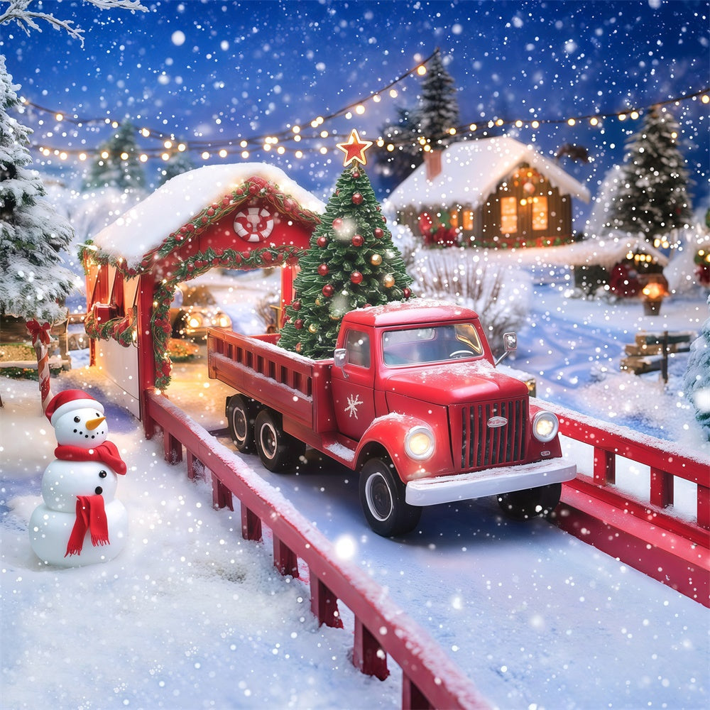 Weihnachten Fotografie Backdrops Schneemann Truck Backdrop MRR7-79