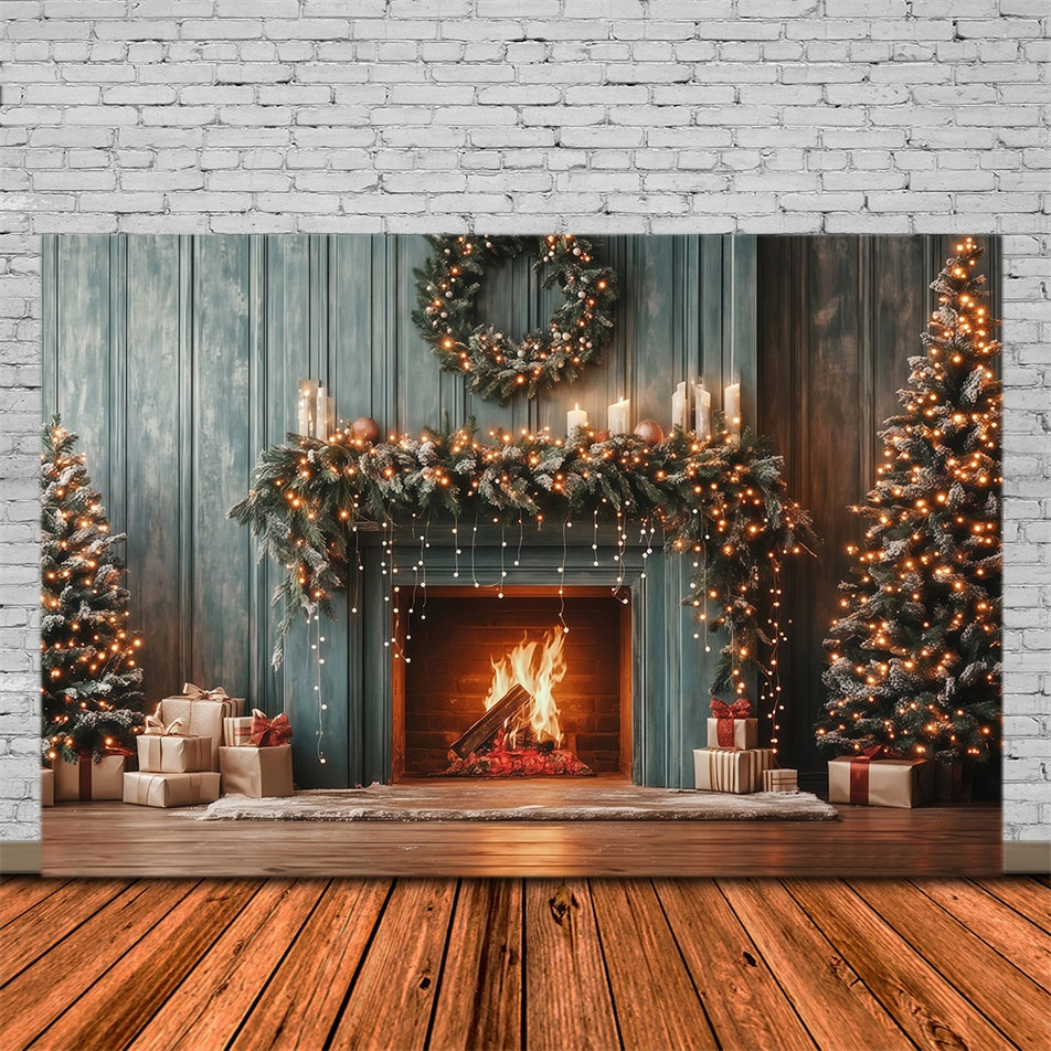Weihnachten Kamin Backdrop Cozy Pine Mantel Backdrop MRR7-81