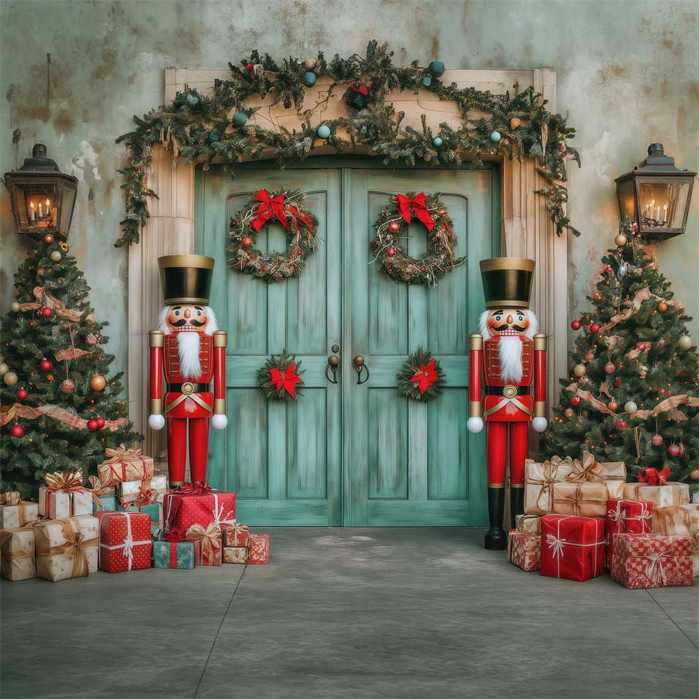 Weihnachten Backdrop Ideen Nussknacker Willkommen Veranda Hintergrund MRR7-84