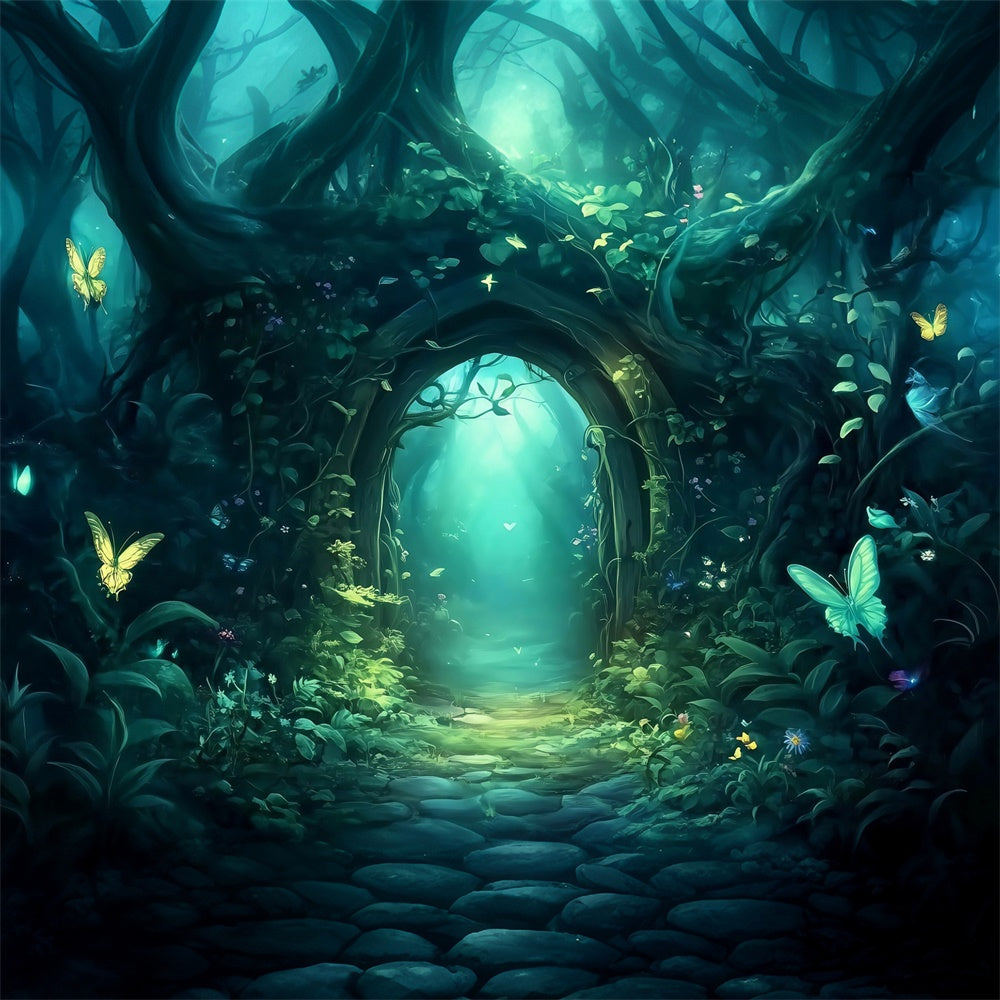 Enchanted Forest Backdrops Dämmerung Schmetterling Arch Foto Hintergrund MRR7-91