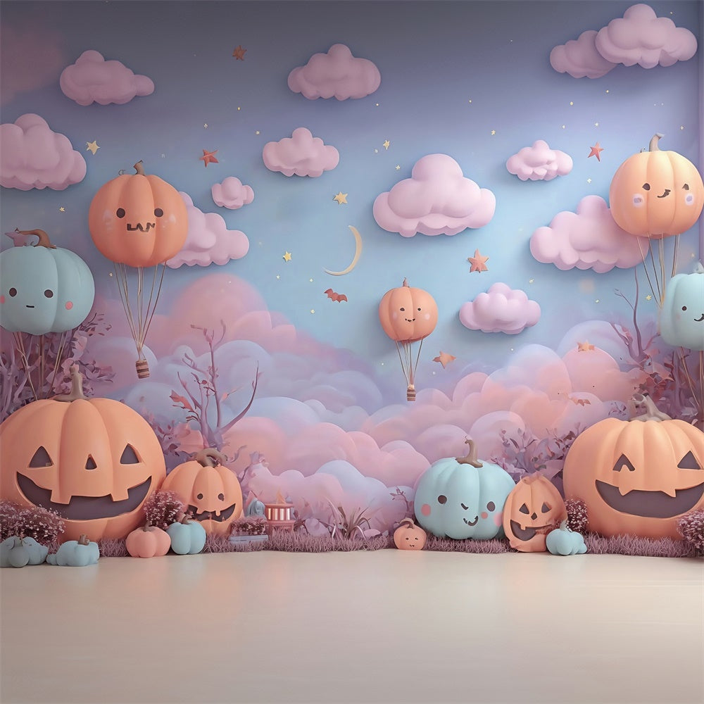 Halloween Backdrops Kürbis Heißluftballon Wolken Sterne Kinder Foto Hintergrund MRR8-12