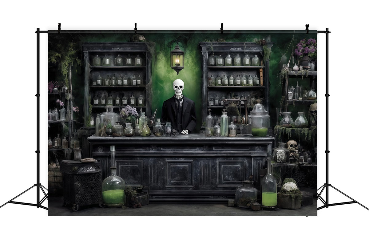 Gruselige Halloween Foto Hintergrundkulissen Chemisches Reagenz Geheimnis Skelett Mann Store Backdrop MRR8-14