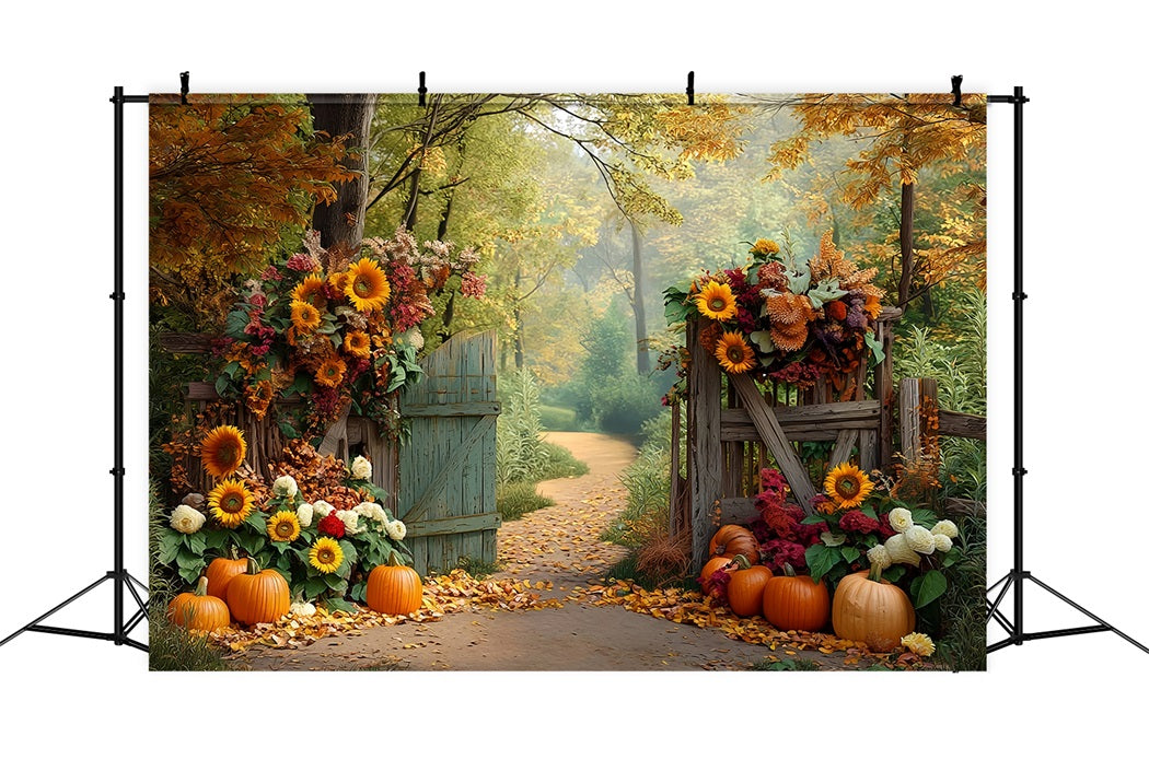 Herbstwald Kulisse Sonnenblumen Kürbisweg Herbst Fotokulissen MRR8-185