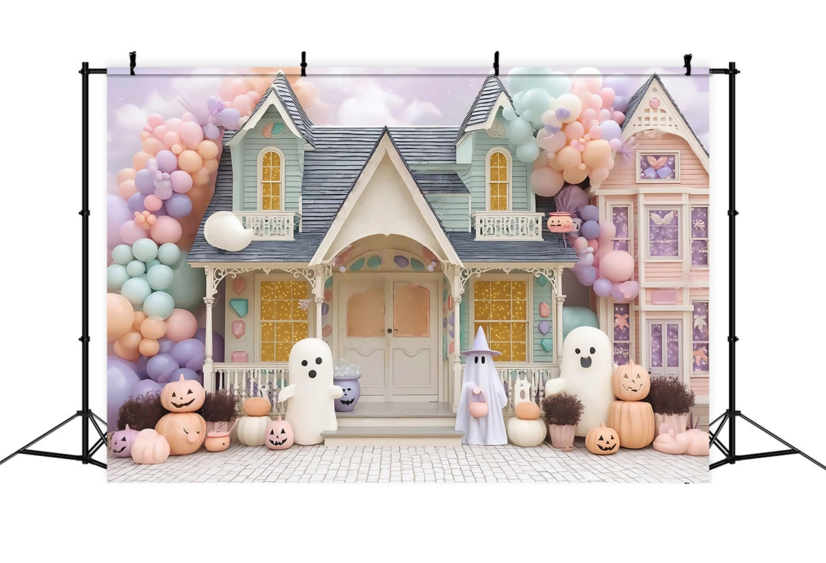 Haunted House Backdrop Pastell Haunted Candy House Halloween Foto Hintergrund MRR8-19