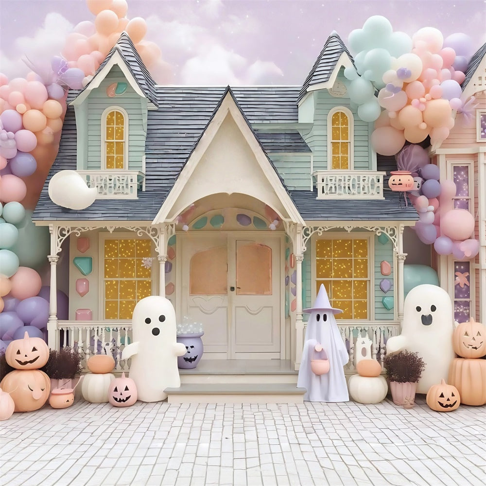 Haunted House Backdrop Pastell Haunted Candy House Halloween Foto Hintergrund MRR8-19