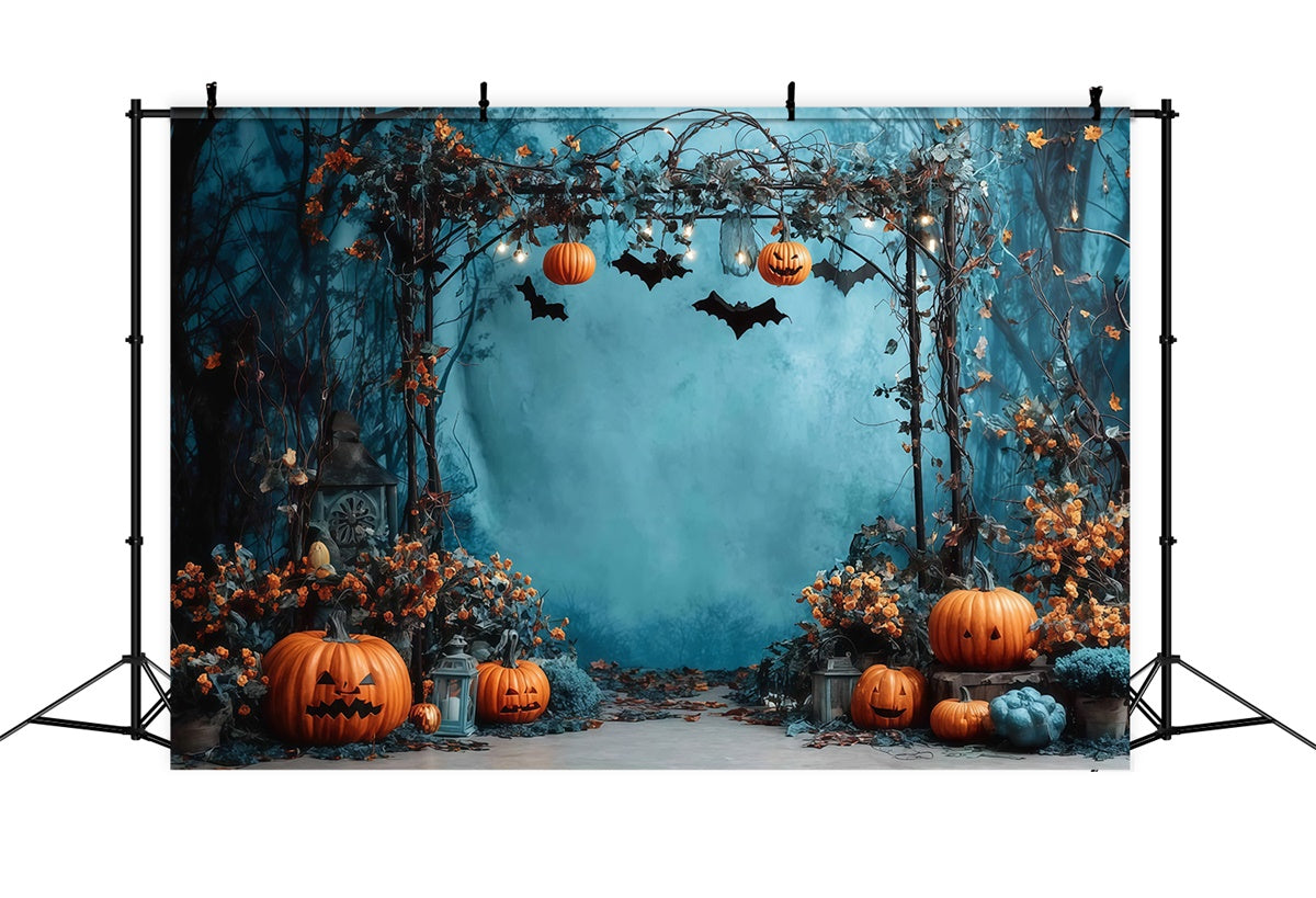 Halloween Fotokulisse Dämmerung Kürbis Wald Torbogen Halloween Foto Hintergrund MRR8-27