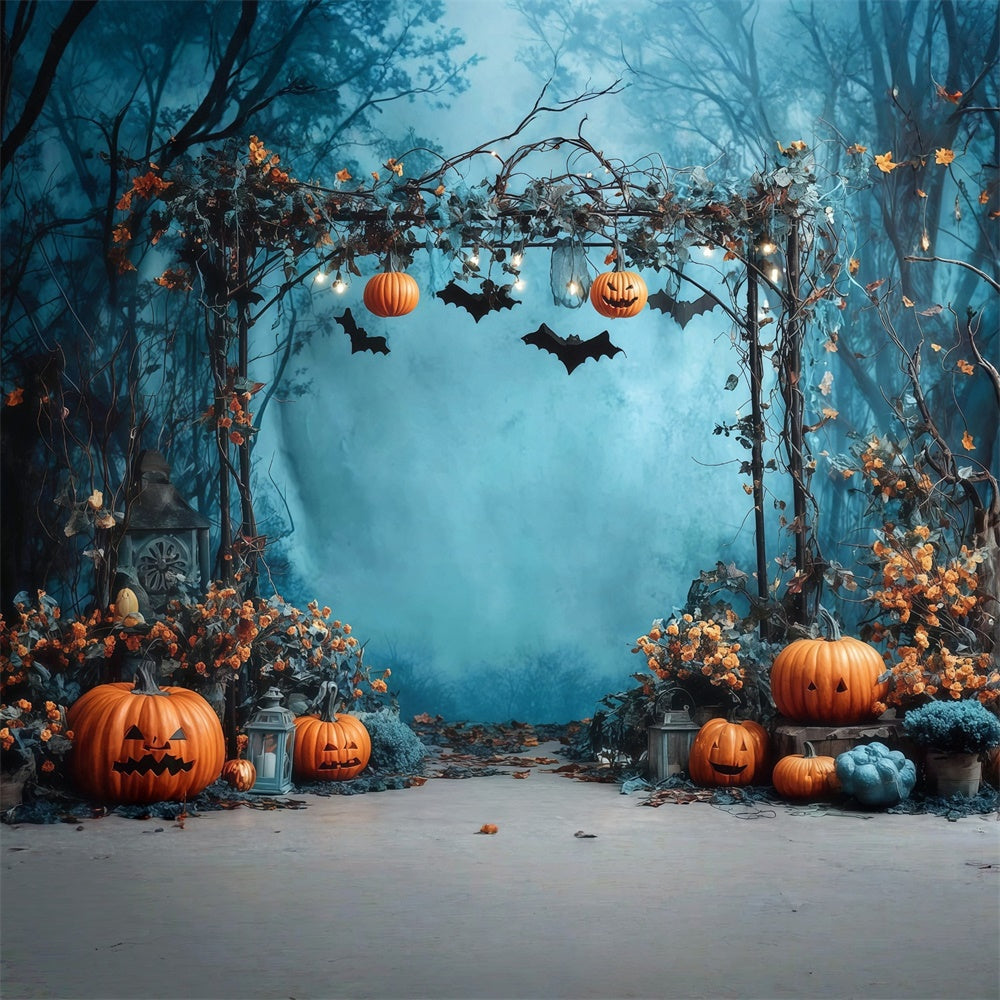 Halloween Fotokulisse Dämmerung Kürbis Wald Torbogen Halloween Foto Hintergrund MRR8-27
