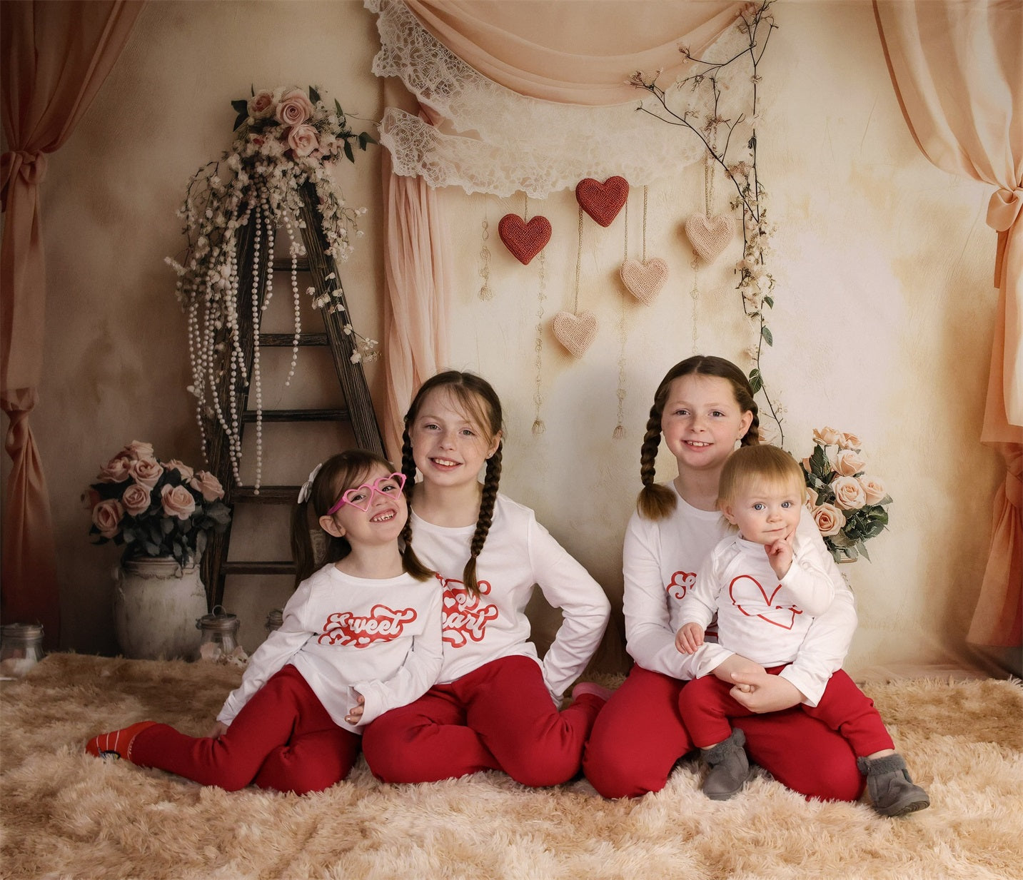 Valentinstag-Fotohintergrund Romantische Blumen Liebe Herz Valentinstag-Hintergrund MRR8-274