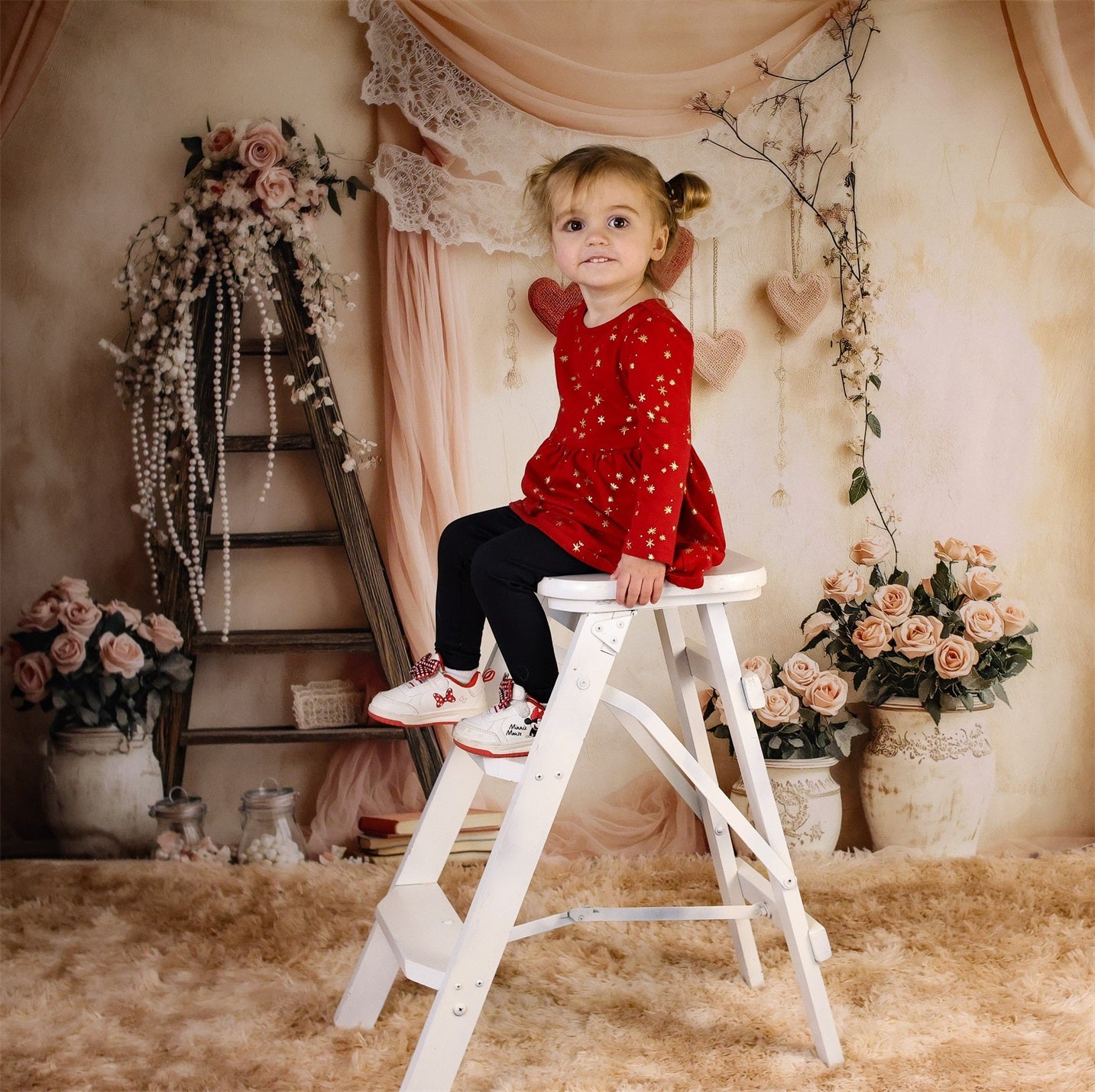 Valentinstag-Fotohintergrund Romantische Blumen Liebe Herz Valentinstag-Hintergrund MRR8-274