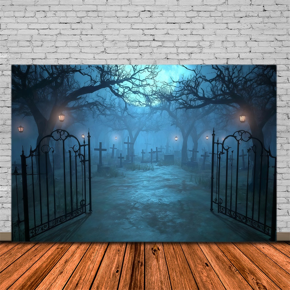 Halloween Friedhof Hintergrund Mondscheintor Friedhofsweg Halloween Foto Hintergrund MRR8-29