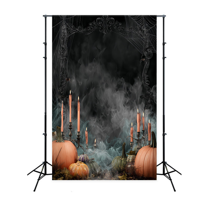 Halloween Wandhintergrund Kürbis Kerze Dunkler Rauch Halloween Foto Hintergrund MRR8-40