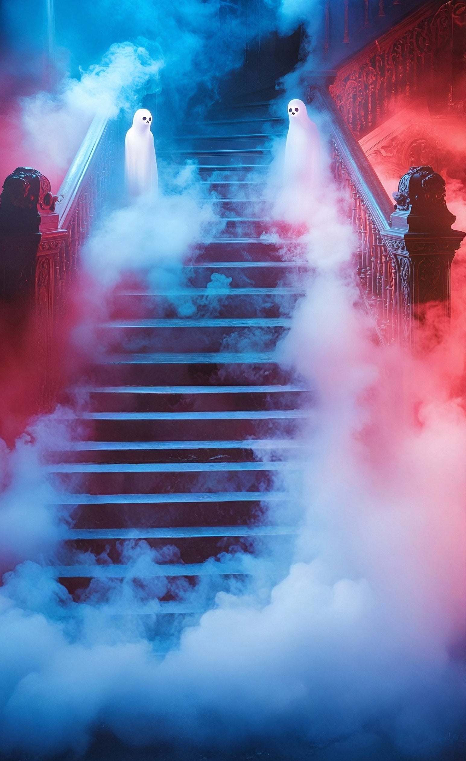 Spooky Halloween Foto Hintergrund Rot Geist Rauch Schritte Sweep Hintergrund MRR8-45