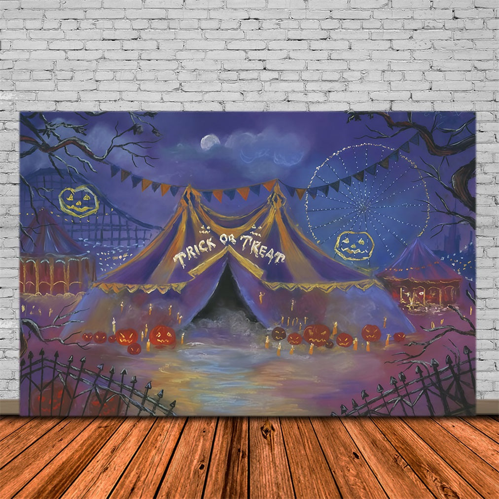 Halloween-Fotohintergrund Karnevalszelt Kürbisse Mond Halloween-Fotohintergrund MRR9-102