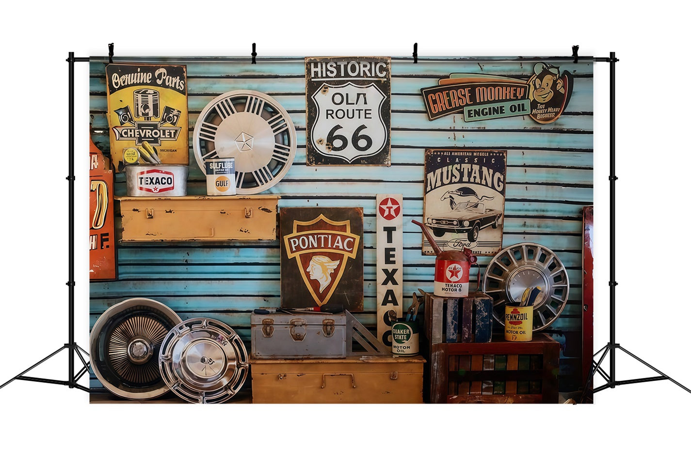 Neugeborenen-Fotografie-Fotohintergrund Vintage-Garage Straßenschilder Kinderhintergrund MRR9-127