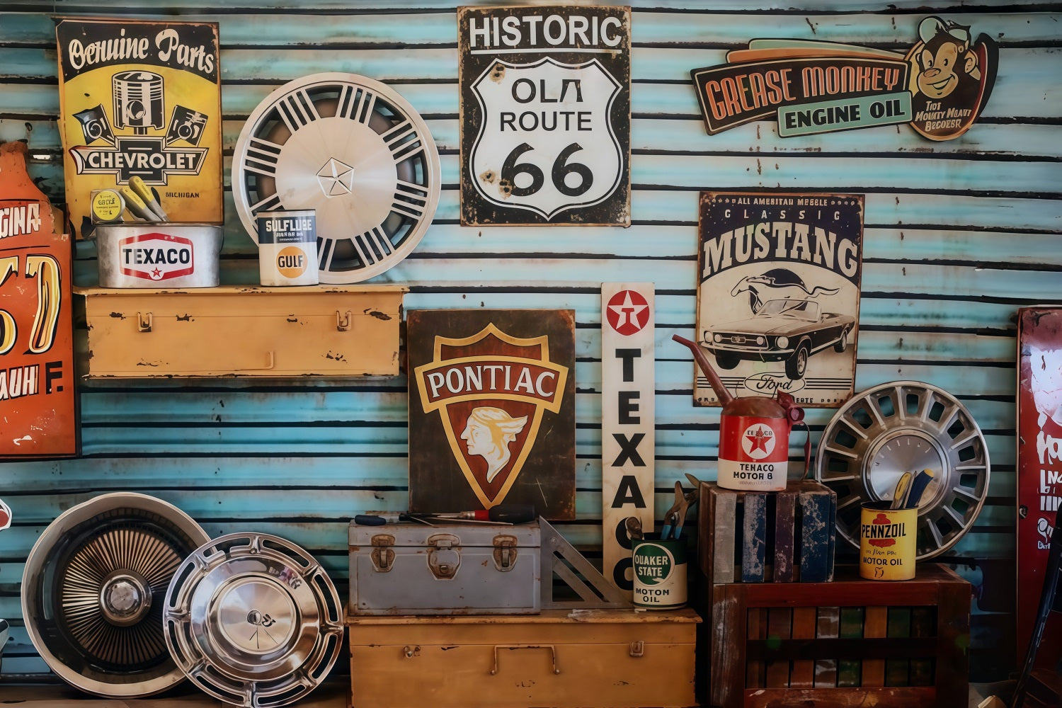Neugeborenen-Fotografie-Fotohintergrund Vintage-Garage Straßenschilder Kinderhintergrund MRR9-127
