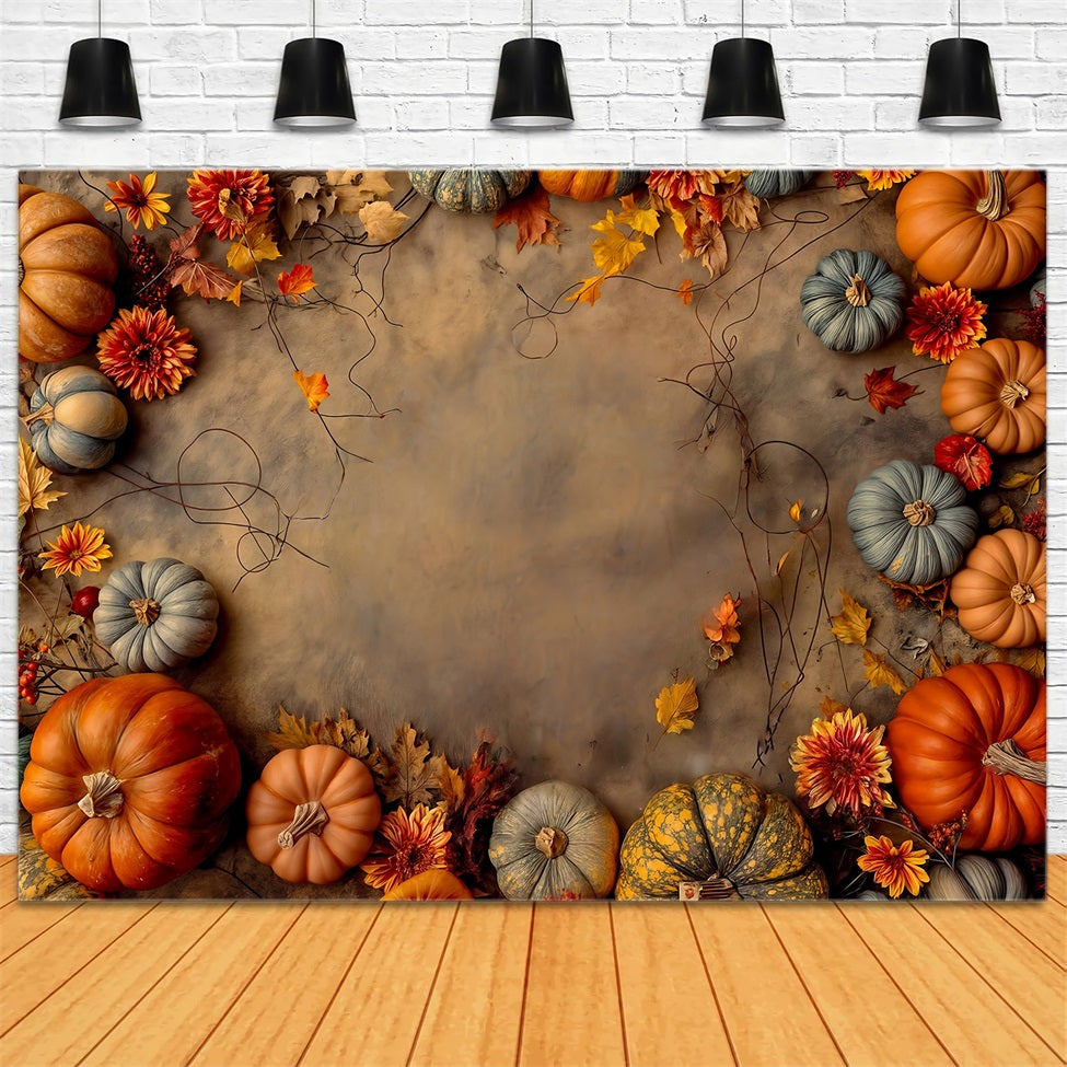 Herbst-Fotohintergrund Kürbisernte Herbstarrangement Herbst-Fotohintergrund MRR9-132